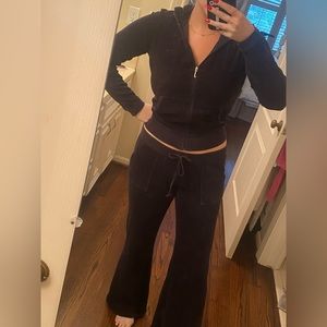 Juicy Couture BLACK Velour Bootcut Tracksuit
